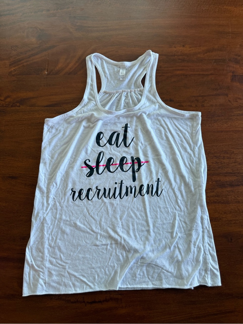 Sorority Recruitment Tank Top Bella Canvas White Graphic Racerback Size Medium